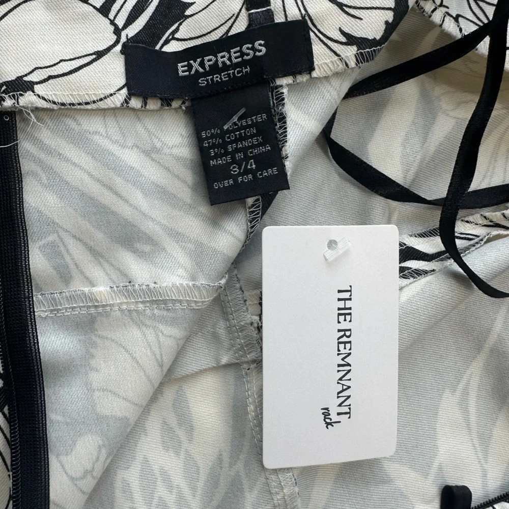 Y2K Vintage Express Black White Hawaiian Tropical Tube Strapless Dress - Picture 12 of 13